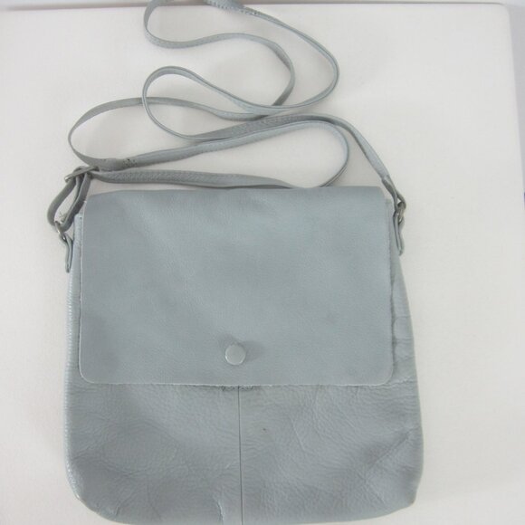 Day & Mood Gray Blue Pebbled Leather Crossbody Bag 8.5 X 9" Adjustable Strap - Picture 9 of 12